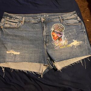 Old Navy Graphic Blue Jean Shorts